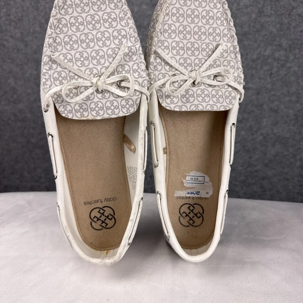 Daisy Fuentes Loafers Deja 9.5W Monogram Logo Print Bow Detail Slip On